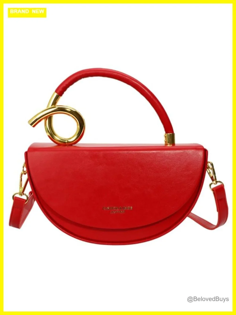 Semi-circular Saddle Purse PU Leather Tote Shoulder Bag Crossbody Handbag